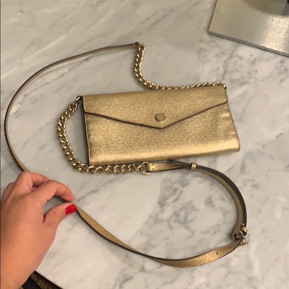 Michael Kors gold crossbody wallet